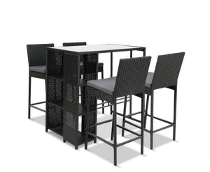 Gardeon Outdoor Bar Set Table Stools Furniture Wicker 5PCS