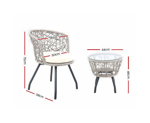 Gardeon Outdoor Patio Chair and Table - Grey