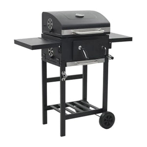 Charcoal Fueled Bbq Grill With Bottom Shelf Black