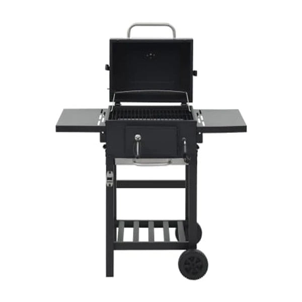 Charcoal Fueled Bbq Grill With Bottom Shelf Black